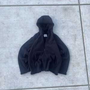 Faded Glory Black Sherpa Lined Zip Up Hoodie Women's XL Warm Soft Fleece Jacket